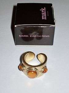 NIB Avon Mark Goldtone Golden Cabochon Earth Ring   Sz 7 & Up  