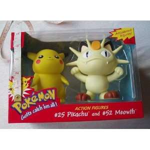 POKEMON ARTICULATED FIGURES #25 PIKACHU AND #52 MEOWTH ACTION FIGURES