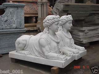 marble sphinx hand carved statue sculpture polished art  