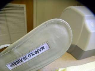 MANOLO BLAHNIK mint beaded sandal shoes 37.5/6.5 7  