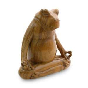  Wood sculpture, Frog Meditates