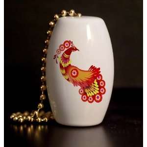  Retro Paradise Bird Porcelain Fan / Light Pull