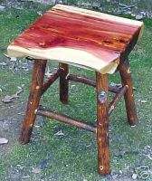 CEDAR/SASSAFRAS TABLE/stool/bench~rustic log furniture  