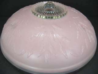   Scalloped Pink 3 Hole Chain Hanging Glass Ceiling Fixture Shade  