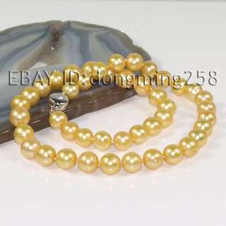 clasp 9 10mm yellow cutlured round pearl necklace 17, 18, 19, 20 