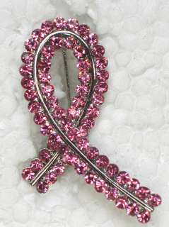 PINK LIVER/LUNG/ BREAST CANCER RIBBON PIN BROOCH C480  