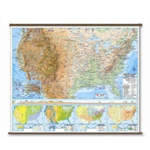  Universal Map 2789628 US Advanced Physical Wall Map Railed 