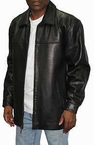 Mens Genuine James Dean Leather Jacket Black  