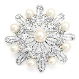  Mariell ~ Pearl Sunburst Wedding Brooch Jewelry