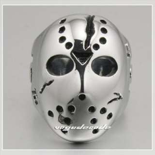 Halloween Jason Mask Hockey 316L Stainless Steel Men`s Ring 3F001 