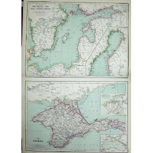  1872 Blackie Geography Maps Crimea Baltic Finland