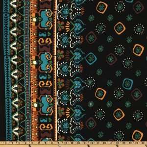   ITY Knit Ariba Border Teal Fabric By The Yard Arts, Crafts & Sewing