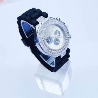 Geneva Silicone Crystal Quartz Men Ladies Women Jelly Wrist Watch 