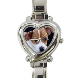  Jack Russell Puppy Dog 3 Heart Shaped Italian Charm Watch 