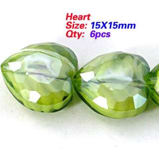 15*15mm Lots Approx 6pcs Jewelry Making DIY Heart Crystal Faceted 