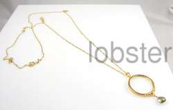   NECKLACE OPTICAL MAGNIFYING READING GLASS LENS with TOPAZ JEWEL  