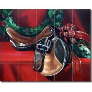 Holiday Saddle by Janet Crawford   Artwork On Tile Ceramic Mural 17 