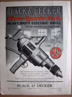 1928 Black & Decker Heavy Duty Electric Drill TOOL Ad  