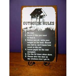   Tin Sign   Out House Rules Country Western Home Decor 