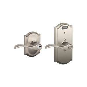    619 Satin Nickel Camelot Built in Alarm Keyed Lock with Accent Lever