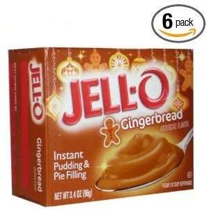  (Pack of 6) Jello Limited Edition Gingerbread Boxes Instant Pudding 