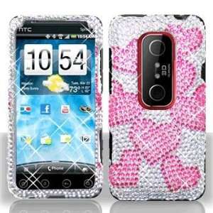 HTC EVO 3D Full Diamond Raining Heart Case Cover Protector 