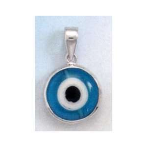   Plated Sterling Silver Evil Eye Pendant, 7/8 inch (incl bail) Jewelry