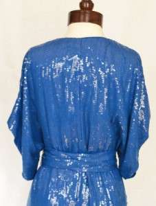   JUDITH Sequin Wrap Gown Dress BLUE Seen on Gwen Stefani & Leona Lewis