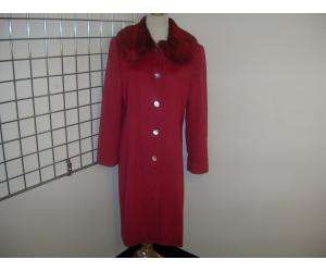 LELA ROSE Red Super Soft Wool Coat w/ Fur Collar 6/8  