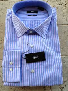 NWT Hugo Boss Juri Dress Shirt 17 32/33 Slim Fit Blue/Red/White 