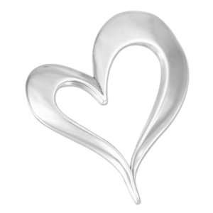    Sterling Silver High Polish Lopsided Floating Heart Charm. Jewelry