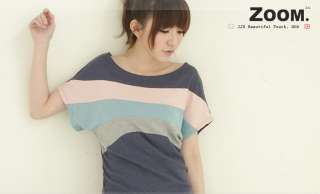 NEW Women Korean Fashion Stripe Casual Loose Tops T Shirt TSHIRT TOP 