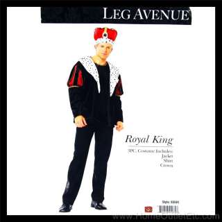 Mens 3 PC. ROYAL KING Jacket Robe Crown Outfit Leg Avenue 83581 Adult 