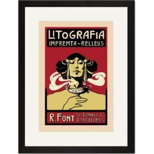   Framed/Matted Print 17x23, Litografia Impremta Relleus