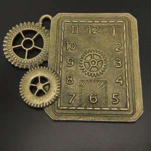 Atq bronze mechanical clock pendants charms 5pcs 03951  