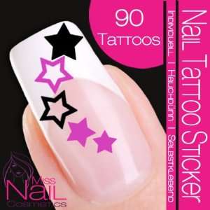  Nail Art Tattoo Sticker Star / Stars   lilac Beauty