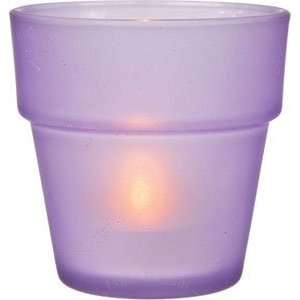  Purple Frosted Glass Candle Holder (mini flower pot design 