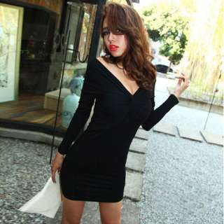 SEXY V NECK LONG SLEEVES SLIM FIT PARTY COCKTAIL DRESS STRETCH ZZ00210 