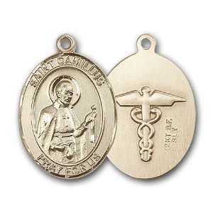 14kt Gold St. Saint Camillus of Lellis Medal 1 x 3/4 Inches 7019KT No 