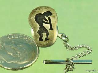 1960 HOPICRAFTS SOLID 925 STERLING SILVER OVERLAY TIE TACK HOPI 