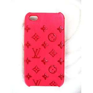  Red Leather Monogram iPhone 4 Hard Back Case Cover 