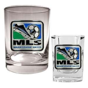  Major League Soccer Logo MLS Rocks Glass and Square Shot 