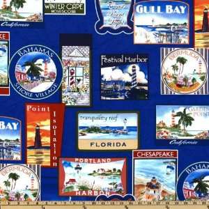  44 Wide Timeless Treasures USA Landmarks Blue Fabric By 
