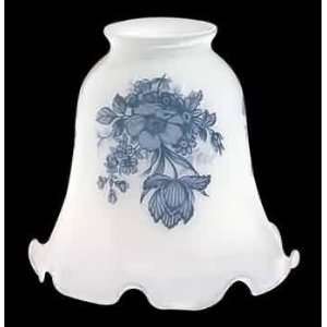  Lamp Shades Glass, Blue Floral, 4 1/2 high, 2 1/8 fitter 