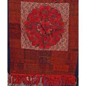 Guatemalan Huipile Red and Rust Lap Blanket or Throw 