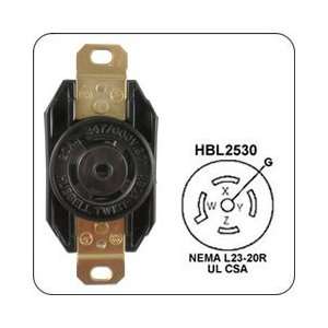 HUBBELL HBL2530 AC Receptacle NEMA L23 20 Female Black 347/600 Volt 20 