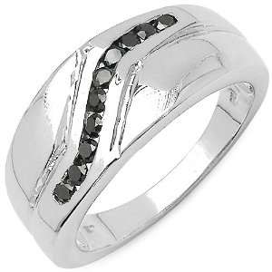  0.27 Carat Genuine Black Diamond Sterling Silver Ring 