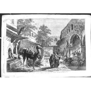  1855 Kran Inn Smyrna Camels James Robertson Old Print 