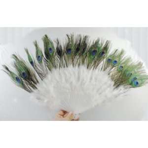  White Peacock Feather Fan 