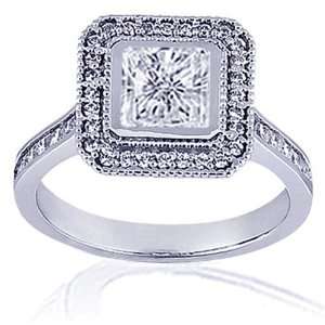 30 Ct Radiant Cut Halo Vintage Antique Diamond Engagement Ring Pave 